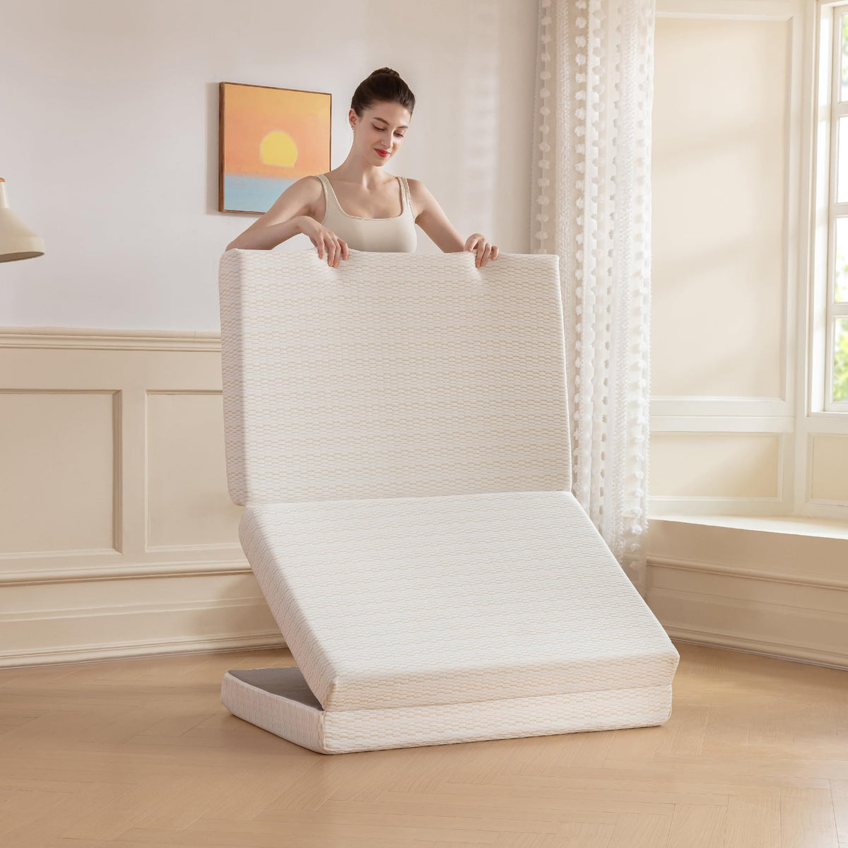 MLILY Folding Mattress, 4 inch Full Tri-fold Memory Foam Mattress, Foldable Mattress with Storage Bag and Washable Cover, Travel