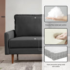 American Furniture Classics Black 57 Inch Wide Upholstered Two Cushion Loveseat with Cambered Arms Velvet, 57" x 32" x 39"