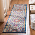 SAFAVIEH Madison Collection Runner Rug - 22 x 22, Ivory & Orange, Boho Chic Medallion Distressed Design, Non-Shedding & Easy C
