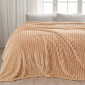 Newcosplay Super Soft Queen Blanket Brown Premium Silky Flannel Fleece 3D Ribbed Jacquard Lightweight Bed Blanket All Season Use