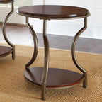 Steve Silver Miles End Iron Base, Cherry Tops, Mixed Media Occasional Group, Merlot Finish Table, 22 x 22 x 24.5