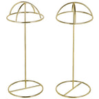 Mygift 14-Inch Brass-Tone Metal Wire Hat Holder Display Stand, Tabletop Wig, Toupee, Cowboy Hat, Fedora Rack, Set Of 2