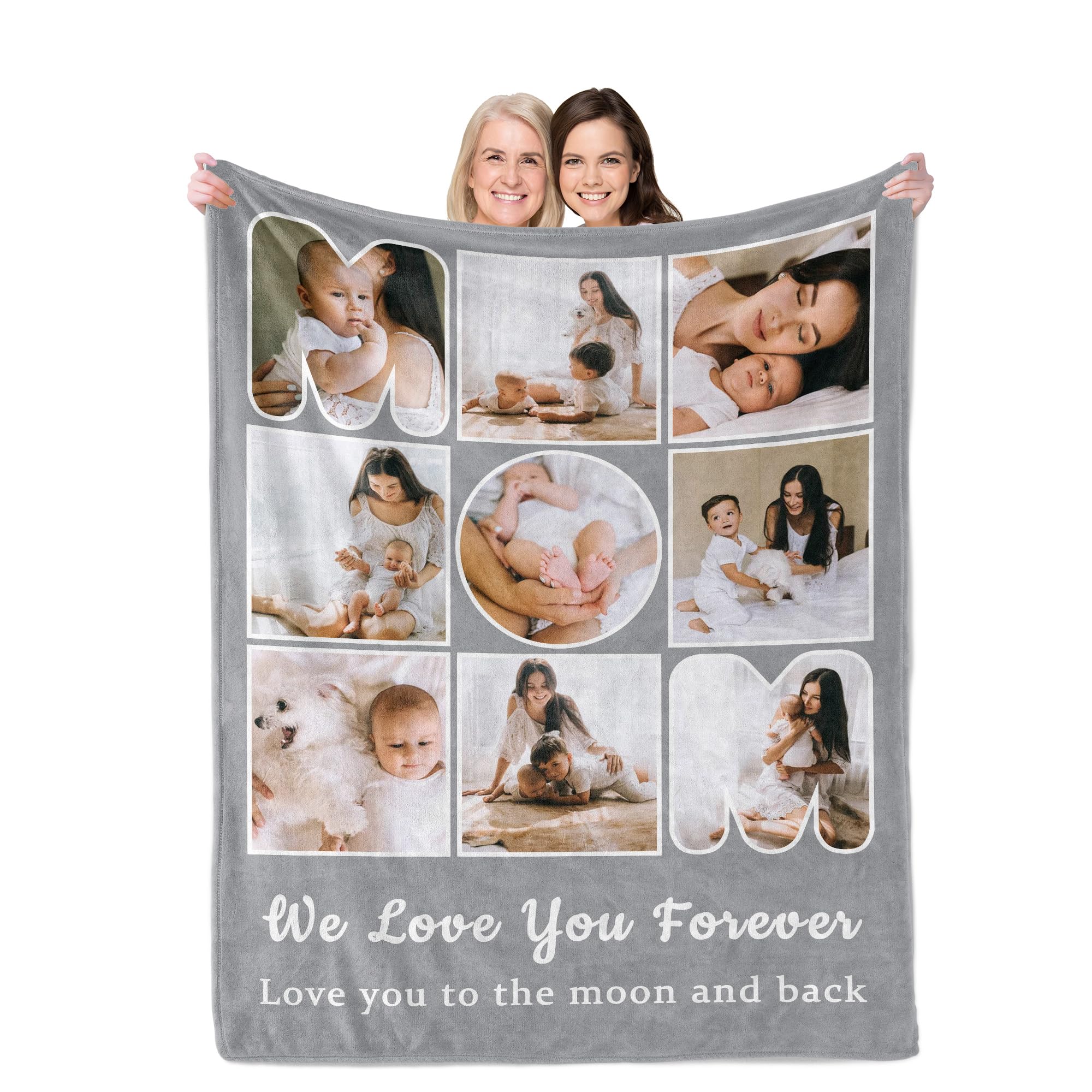 Mothers Day Birthday Gifts, Custom Blanket For Mom Gifts With Text, Personalized Photo Throw Blanket For Mom, Birthday Gifts For