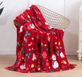 Elegant Comfort Velvet Touch Ultra Plush Christmas Holiday Printed Fleece Throw/Blanket-50 X 60Inch, (Red Snowman), 50 X 60 Inch