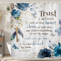 MESHELLY Teal Floral Christian Shower Curtain 72Wx72H Rustic Blue Flower Bathroom Curtain Bible Verse Inspirational Quote Bath C