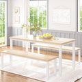 Recaceik 47    Dining Table Set with Benches, 3 Pieces Dining Room Table Set for 4, Wood Kitchen Table and Chair Set, Space Savi