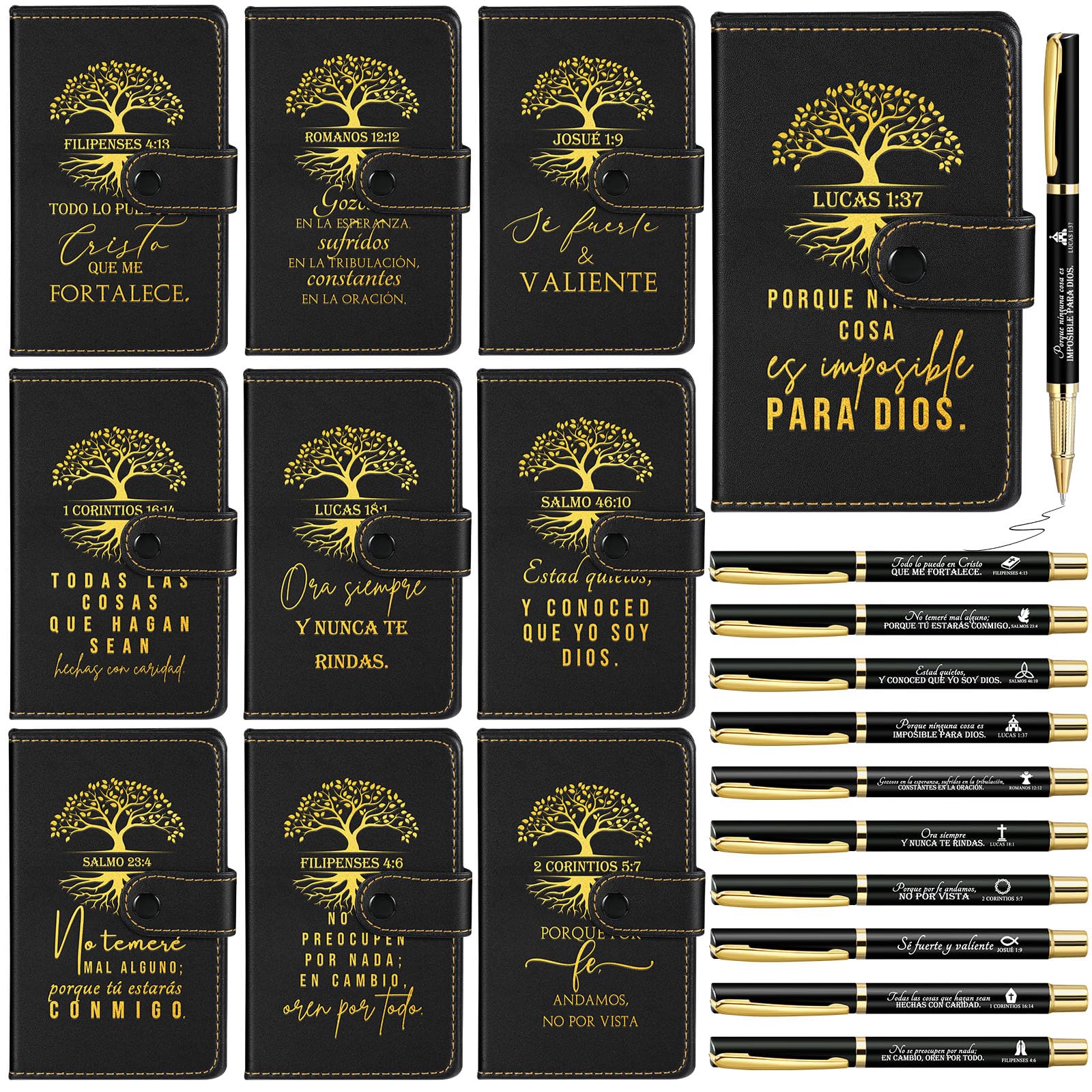 Spakon 30 Sets Christian Gifts Bulk Church Leather Notebook with Pen Pastor Appreciation Gifts Clergy Sunday School Teacher Pray