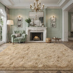 Larhom Extra Large Soft Area Rugs for Living Room Bedroom, 8x10 Feet Beige Shag Rug Carpet, Plush Fluffy Carpet for Kids Girls R