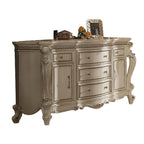 ACME Furniture 5 Drawers and 2 Doors Wood Dresser, 64.17" L x 22.05" W x 37.4" H, Antique Pearl