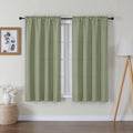 Lecloud Bessie Light Green Curtains 54 Inch Length 2 Panels Set, Light Filtering Faux Linen Textured Window Curtains, Rod Pocket