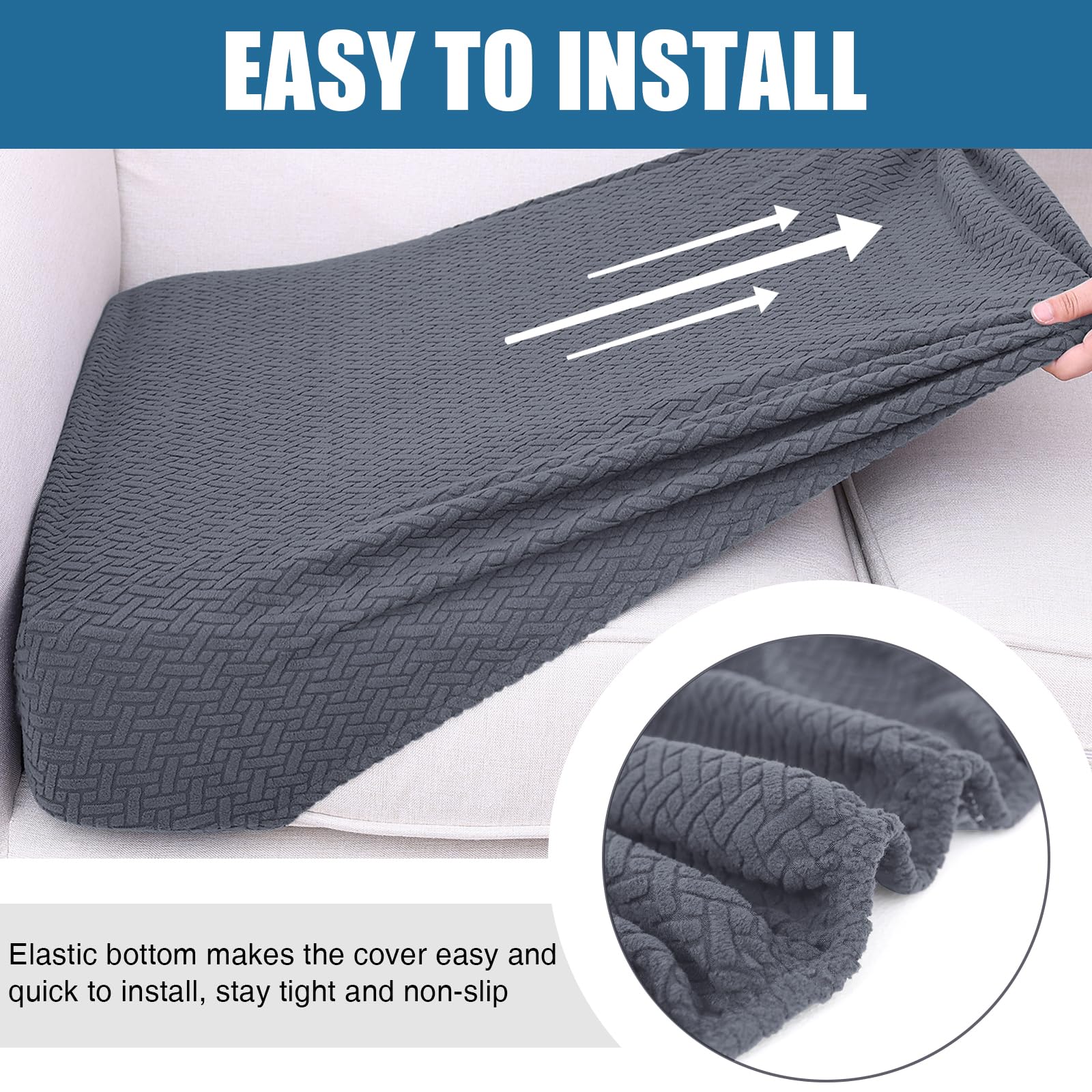 Smiry Waterproof Couch Cushion Covers, Stretch Jacquard Thick Sofa Cushion Covers, Washable Seat Cover Slipcover Elastic Furnitu