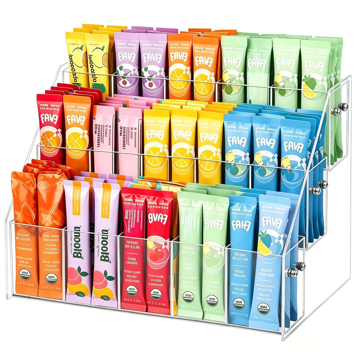 Funtygy Drink Packet Organizer, Water Flavor Packets Holder, Easy Assembly