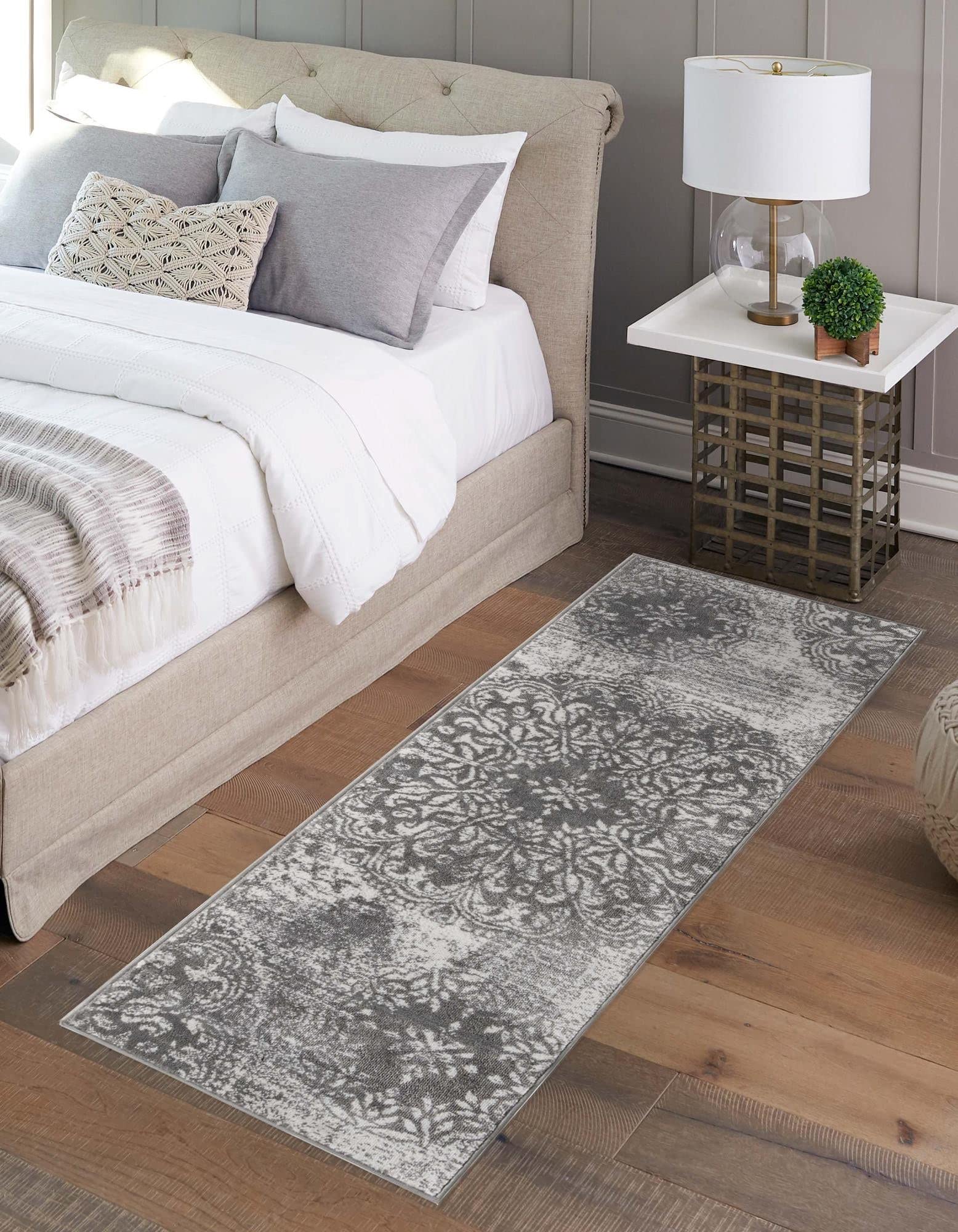 Unique Loom Sofia Collection Area Rug - Grand (2 x 13 1 Runner, Gray/ Ivory)