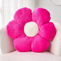 Kcvvcr Hot Pink Flower Pillow, Cute Decorative Flower Shaped Throw Pillow With Faux Rabbit Fur, 19.6' Soft Flower Plush Throw P