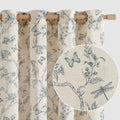 Lazzzy Linen Farmhouse Curtains Blue Floral Curtains 63 Inch Length Drapes For Living Room Bedroom Pattern Light Filtering Count