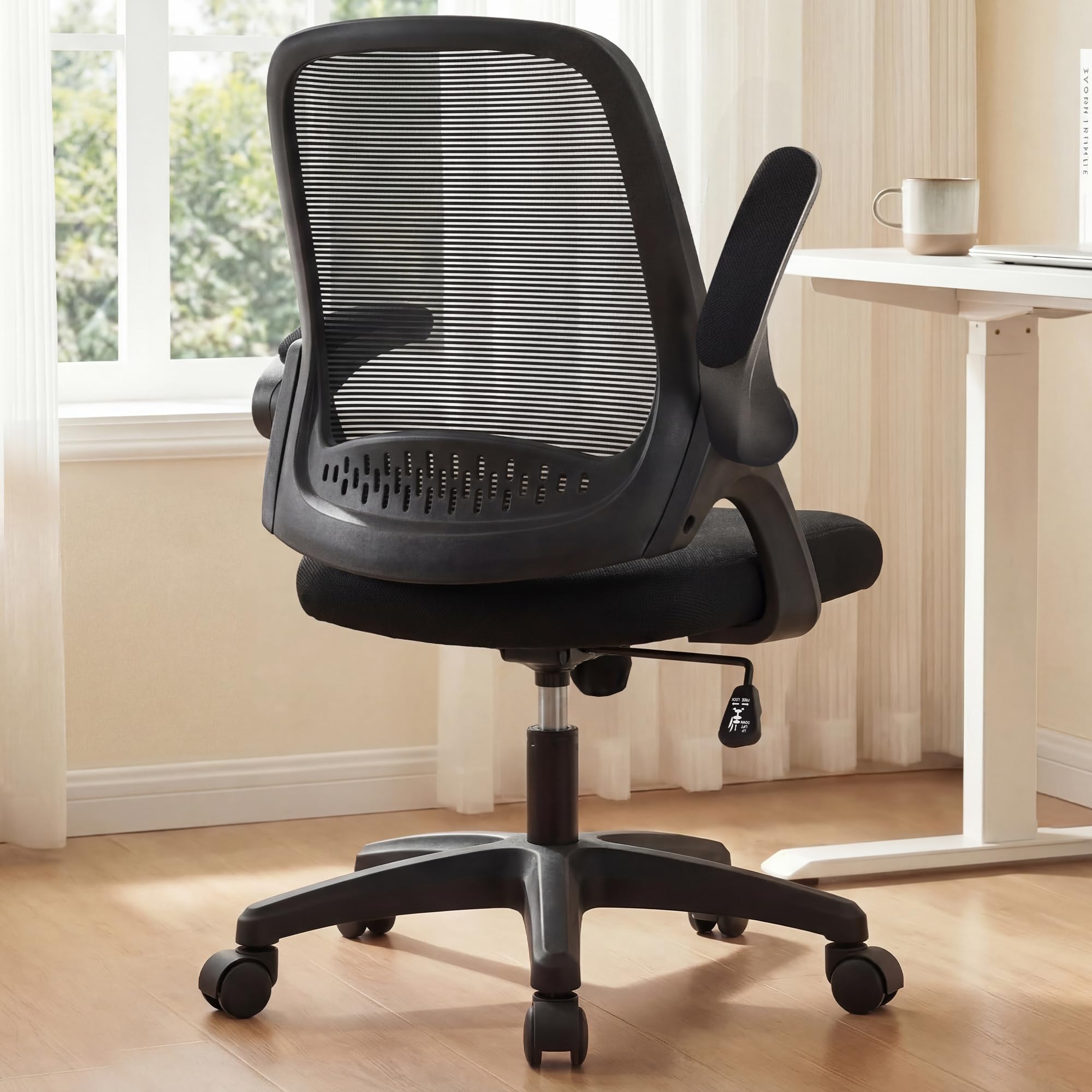 NEO CHAIR Office Desk Chair Computer Gaming Ergonomic Lumbar Back Support with Flip-up Padded Armrest Adjustable Height and Whee