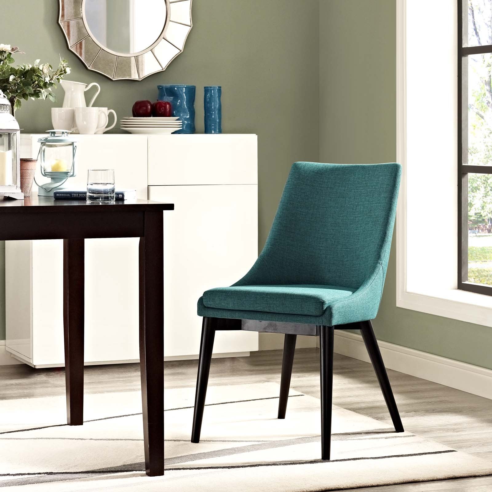 Modway Viscount Mid-Century Modern Upholstered Fabric Kitchen And Dining Room Chair In Teal
