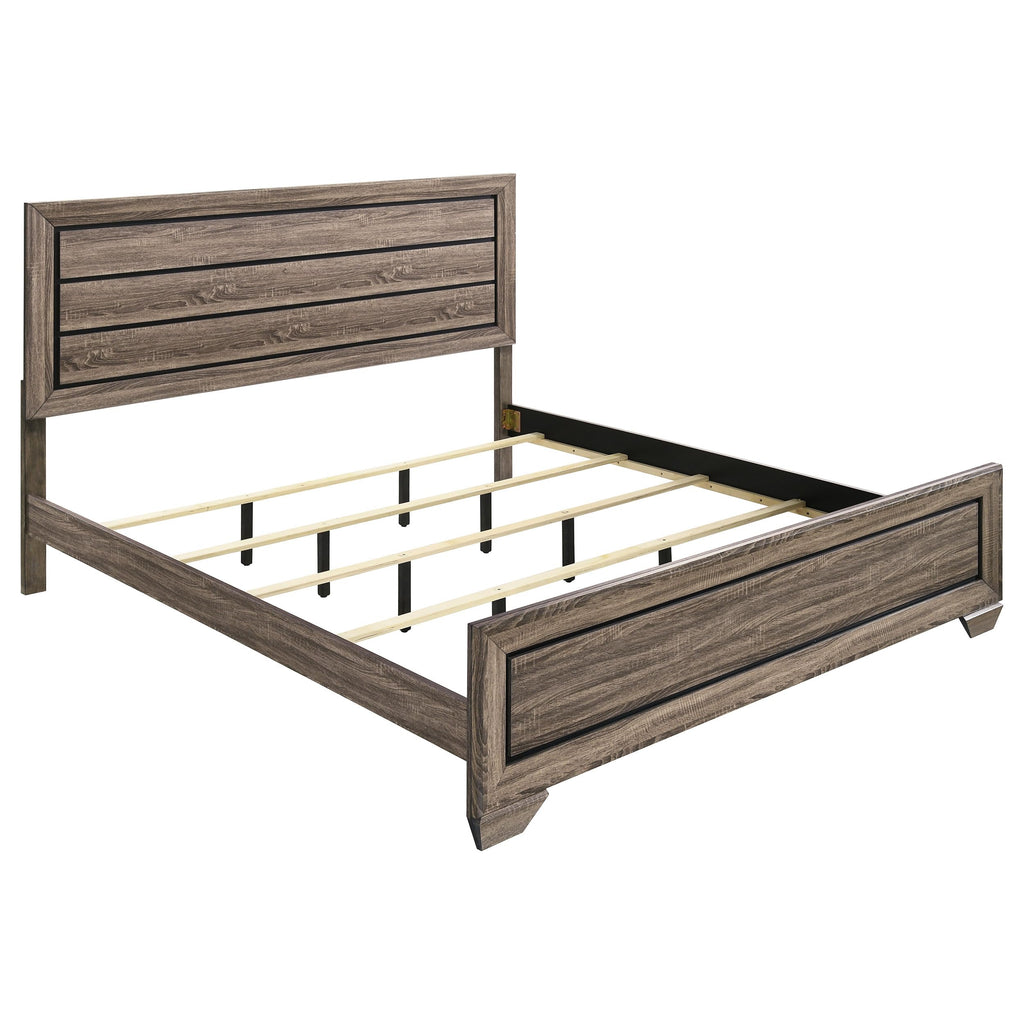 Coaster Home Furnishings Kauffman Transitional Wood Eastern King Size Panel Bed Frame 54-inch Headboard Washed Taupe 204191KE