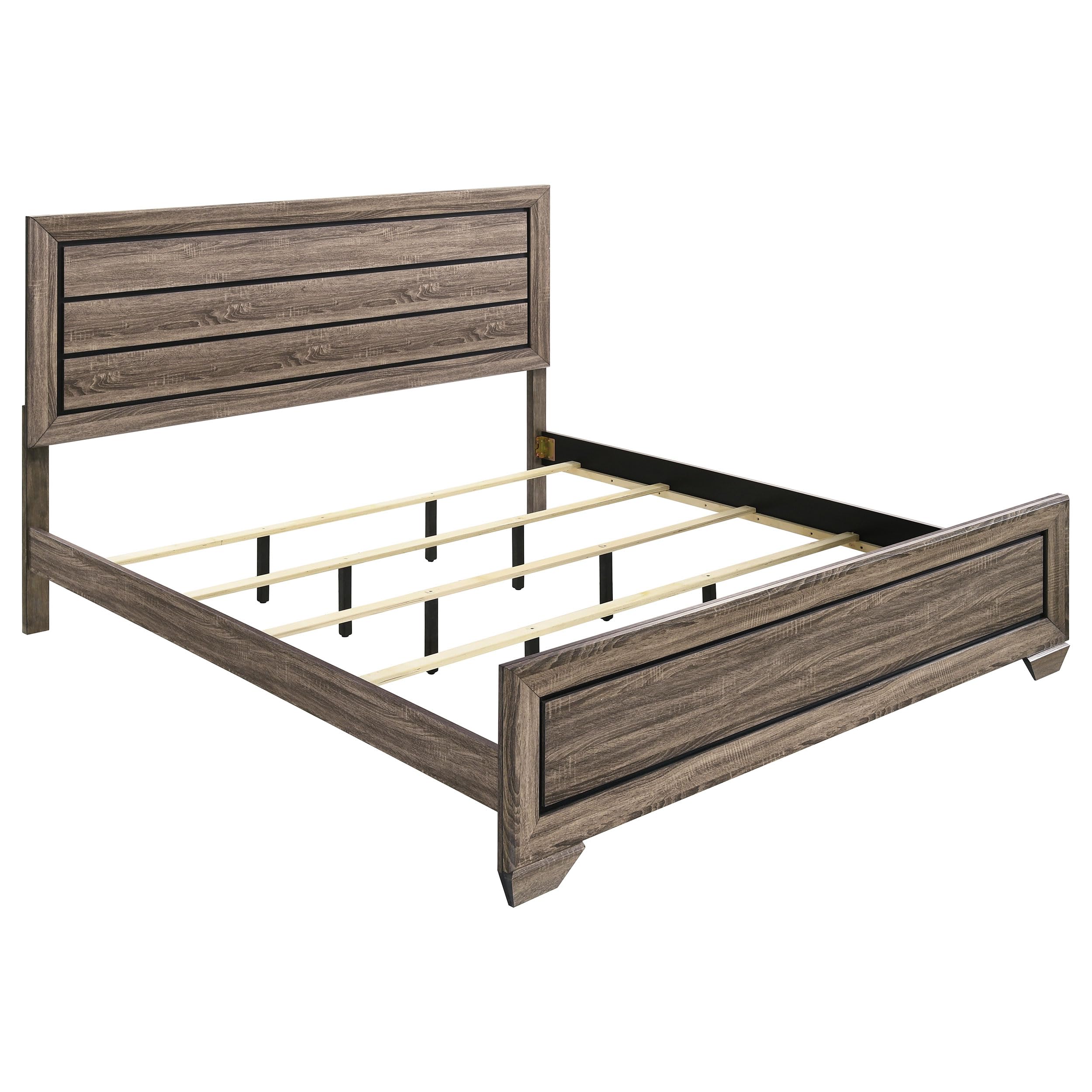 Coaster Home Furnishings Kauffman Transitional Wood Eastern King Size Panel Bed Frame 54-inch Headboard Washed Taupe 204191KE