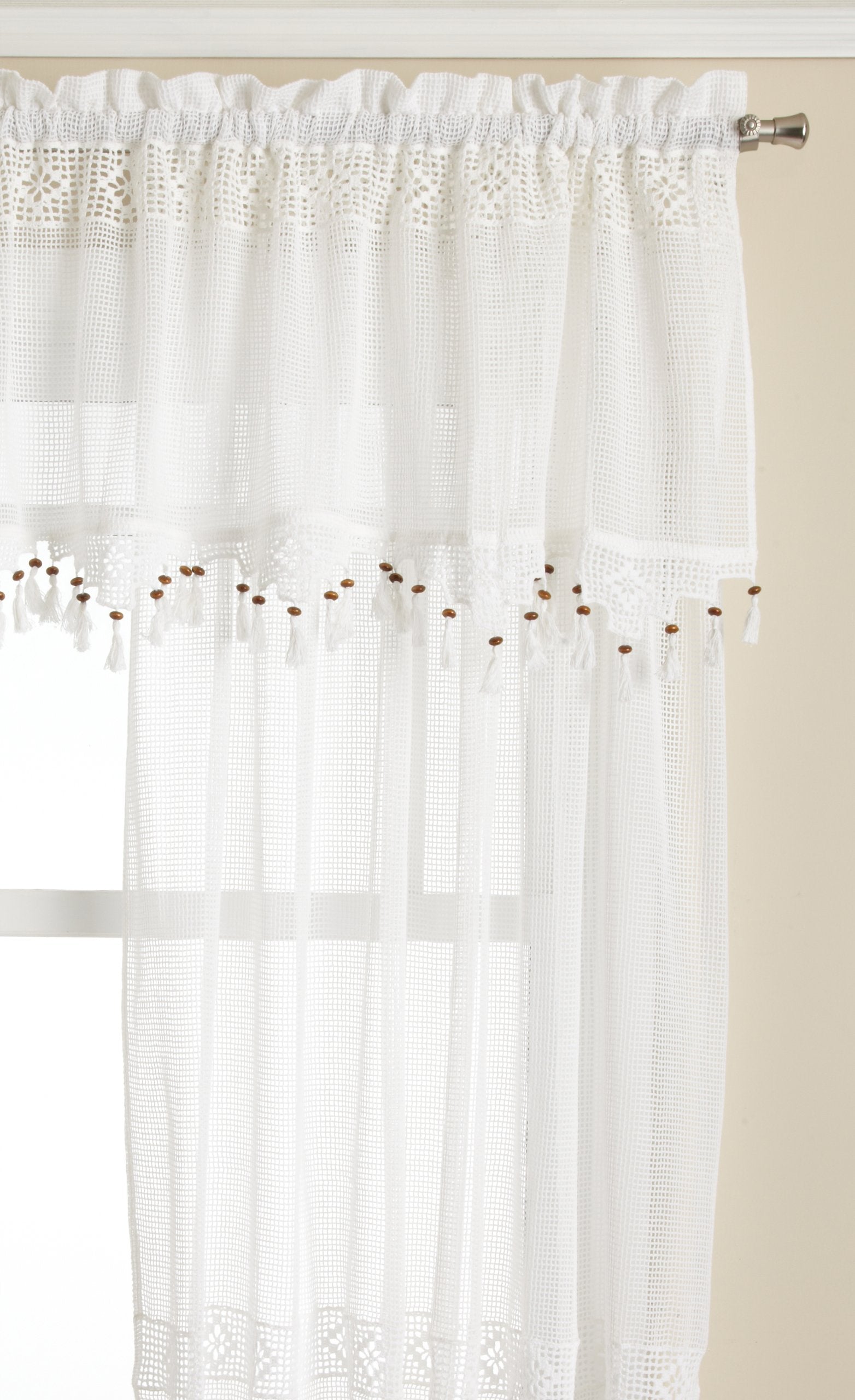 Today's Curtain Gettysburg Knitted 63-Inch Crochet Panel, White
