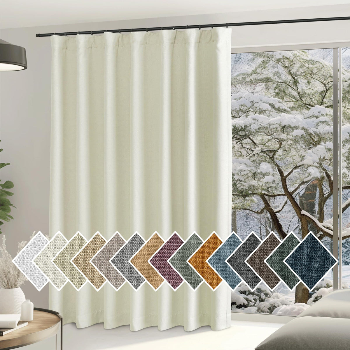 Nicetown Sliding Door Curtains 84 Inch Length For Bedroom, Room Darkening Hook Belt/Rod Pocket/Back Tab Faux Linen Thermal Windo