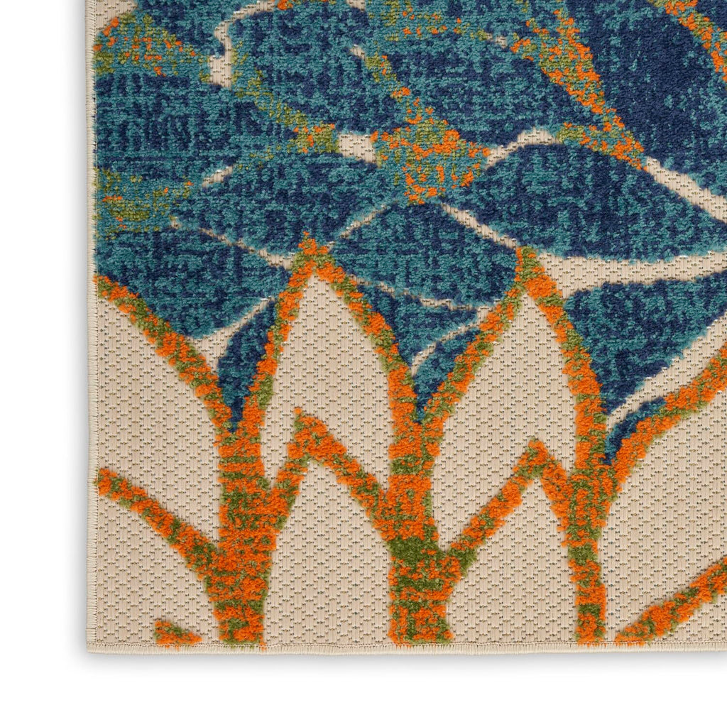 Nourison Aloha Indoor/Outdoor Blue Green 2' X 6' Area Rug, Easy Cleaning, Non Shedding, Bed Room, Living Room, Dining Room, Backyard, Deck, Patio (2X6)