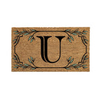Evergreen Monogram Coir Doormat | Letter U | Front Door Mat For Outdoor Indoor Entrance | 28X16 Inches | Non-Slip Backing Doorwa
