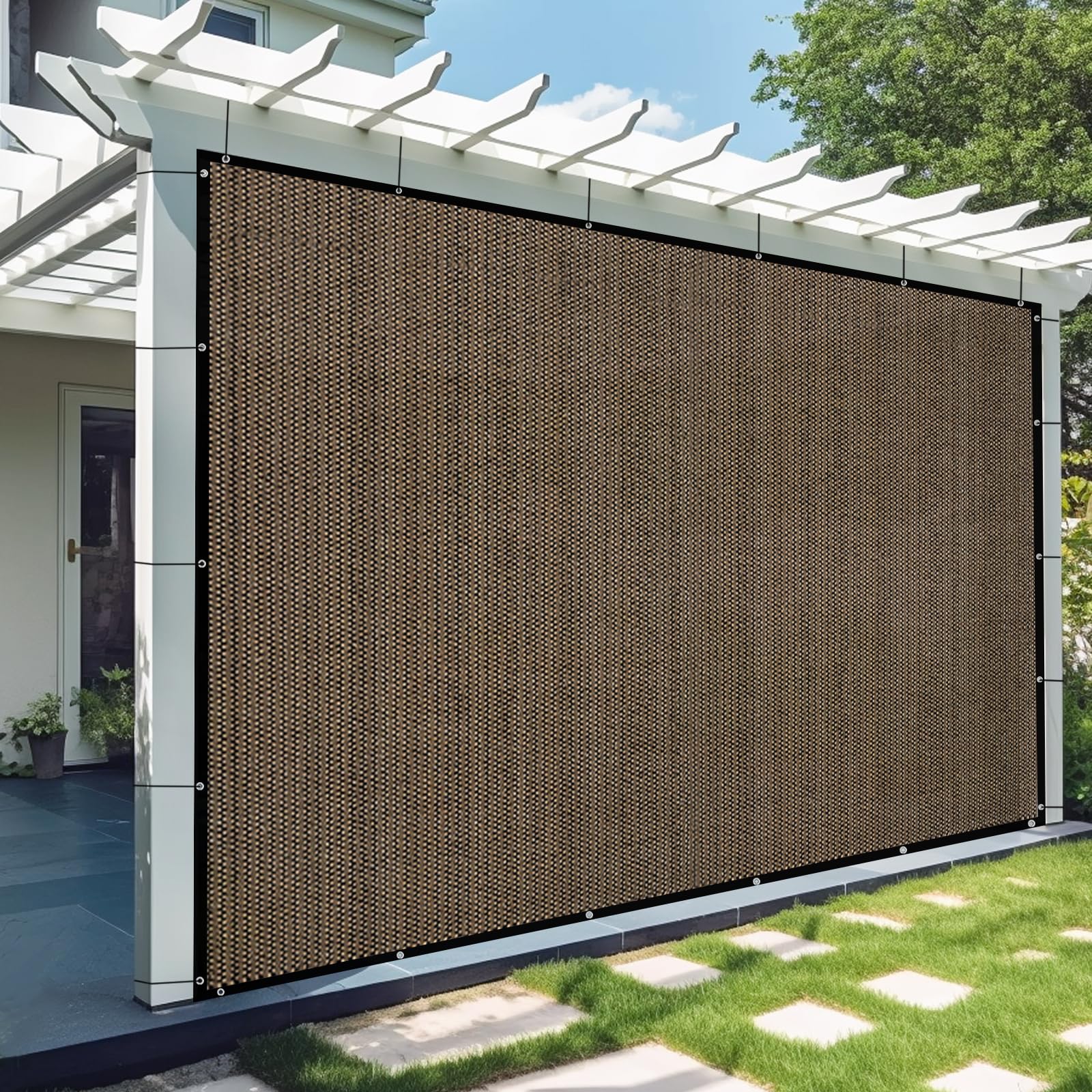 Belle Dura 90% Mocha Shade Cloth 8 X 12 Ft Sun Shade Fabric For Outdoor Patio Greenhouse Pergola Replacement Shade Cover Canopy