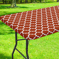 Smiry Rectangle Picnic Table Cover, Waterproof Elastic Fitted Camping Table Covers For 8 Foot Tables, Wipeable Flannel Backed Vinyl Tablecloth Protector For Indoor, Outdoor (Rust, 30X96 Inches)