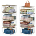Hencawima 4 Pack Stackable Closet Storage Shelf Organizer Metal White