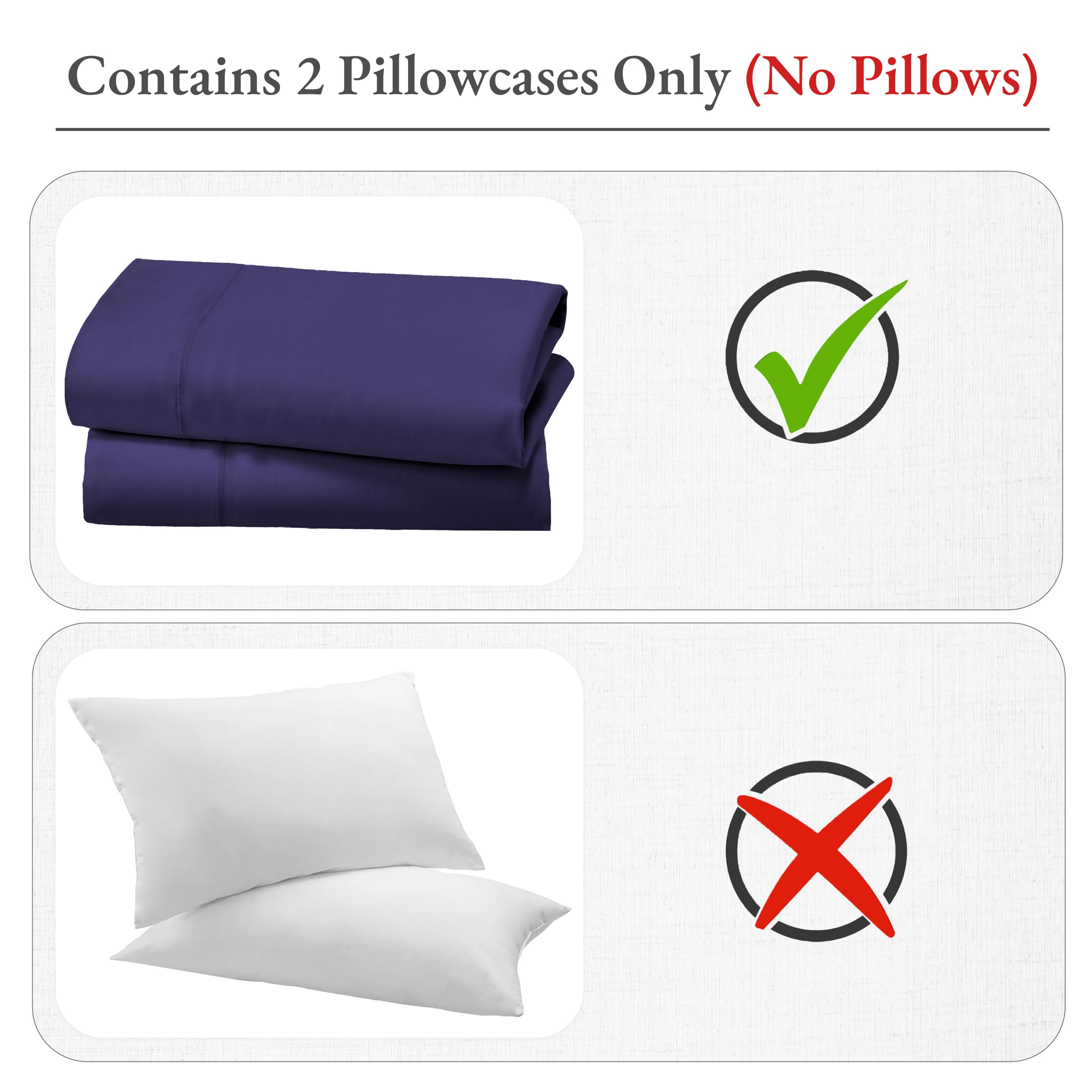 Standard Queen Size Pillowcase Set - 400 Thread Count, 100% Cotton Sateen, Set Of 2 Pillow Covers, Breathable, Cooling, Extra Soft Pillowcases For Kids, Teens, Women & Men - Dark Purple