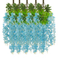 24 Pack Lake Blue Wisteria Hanging Flowers Garland, 3.77 Feet Lake Blue Artificial Wisteria Flower Vines, Fake Lake Blue Wisteri