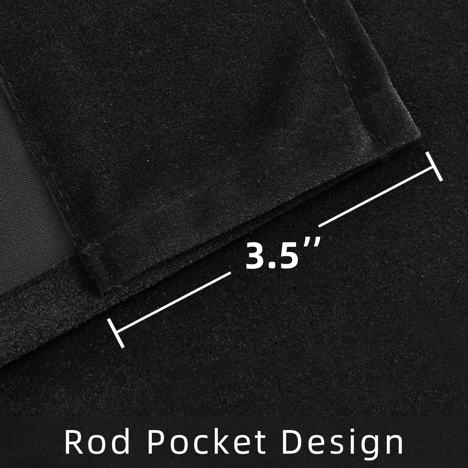 Joydeco Velvet Curtains 72 Inch 1 Panel, Long Luxury Black Blackout Thermal Insulated Rod Pocket Window Curtains, Super Soft Roo