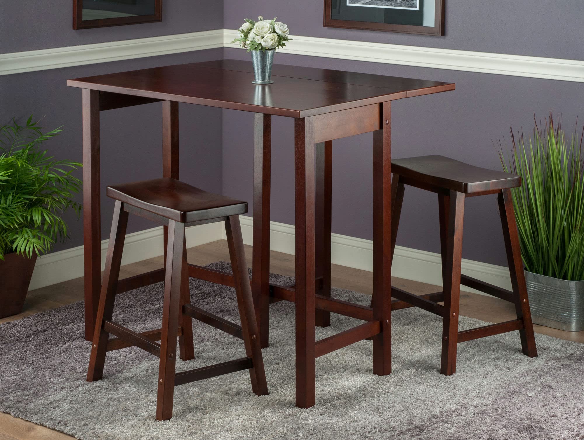 Winsome Lynnwood Dining, 39.37' W x 30' D x 35.43' H, Walnut
