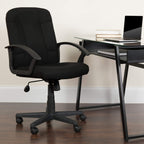 Flash Furniture Garver Mid-Back Black Fabric Executive Swivel Office Chair with Nylon Arms