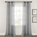 Lush Decor Farmhouse Textured Grommet Sheer Window Curtain Panel Pair, 38'W X 84'L, Dark Gray