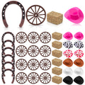 PPXMEEUDC 36PCS Western Party Decorations Mini Horseshoe Cowboy Hats Wheel Hay Bales for Crafts Birthday Wedding and Cowboy Part