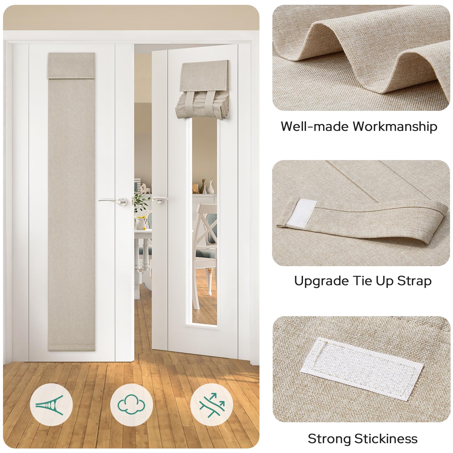 Homeideas Linen Sidelight Curtains For Front Door, Side Door Window Curtains, Front Door Curtains For Small Window, Thermal Insu