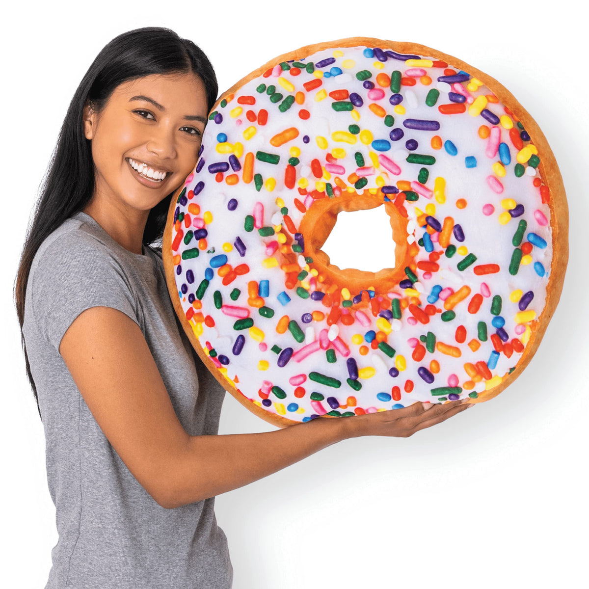 Much Comfort 22' 3D Sprinkle Donut Throw Pillow - Made With Super Soft & Ultra Premium Fabric - Cute, Comfortable, Plush Stuffe