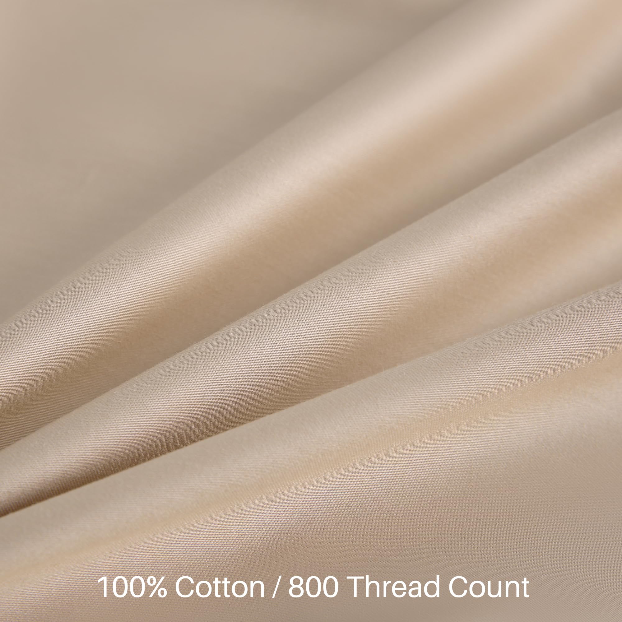 Oubonun 100% Cotton Body Pillowcase - 800 Thread Count/21X54, Moisture Absorbent And Breathable, Premium Hotel Body Pillow Cover For All Seasons, Beige