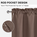 Dwcn Kitchen Valance Solid Short Topper, Brown Valance Curtains For Living Room, Rod Pocket Bathroom/Basement Window Curtains -