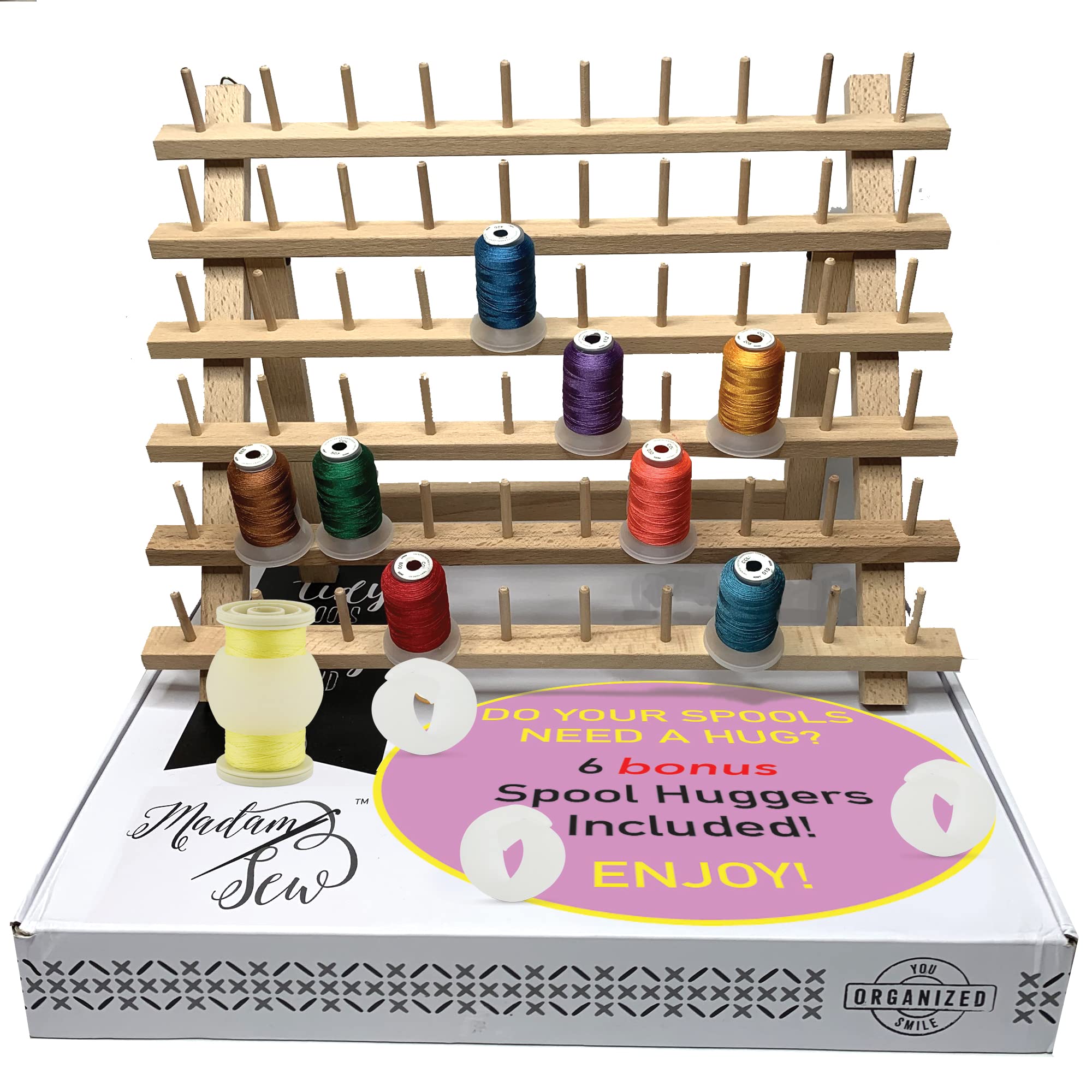 Madam Sew 60-Spool Sewing Thread Rack For Spools Of Thread - Free Stan ...