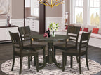 East West Furniture ANLY5-CAP-W 5 Piece Dining Room Furniture Set Includes a Round Dining Table with Pedestal and 4 Wood Seat Chairs, 36x36 Inch, Cappuccino