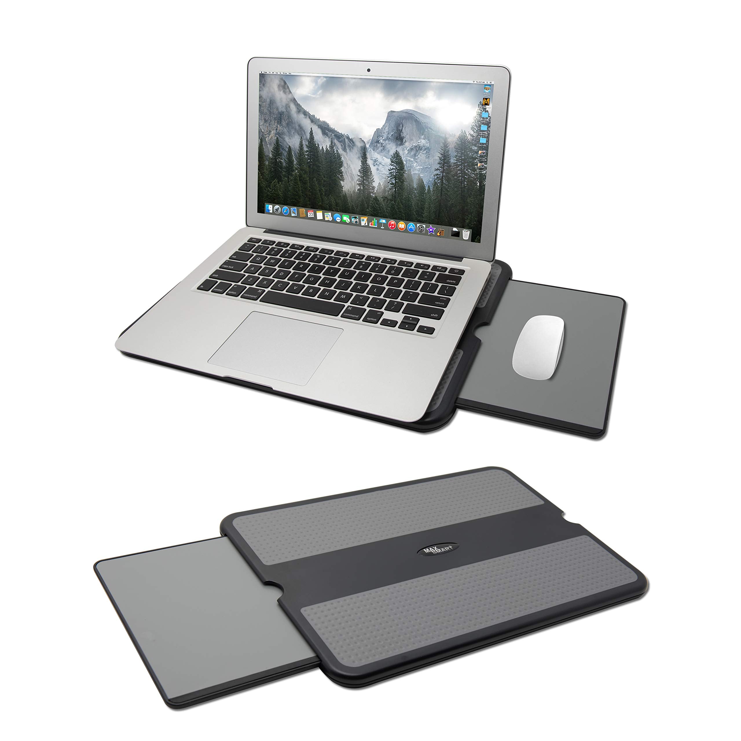 Max Smart Portable Laptop Lap Pad, Laptop Desk With Retractable Mouse Tray, Sturdy Stable Work Surface For Bed Sofa Couch Or Tra