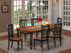 East West Furniture DONI7-BCH-W 7 Piece Modern Dining Table Set Consist of a Rectangle Wooden Table with Butterfly Leaf and 6 Dining Chairs, 42x78 Inch, Black & Cherry