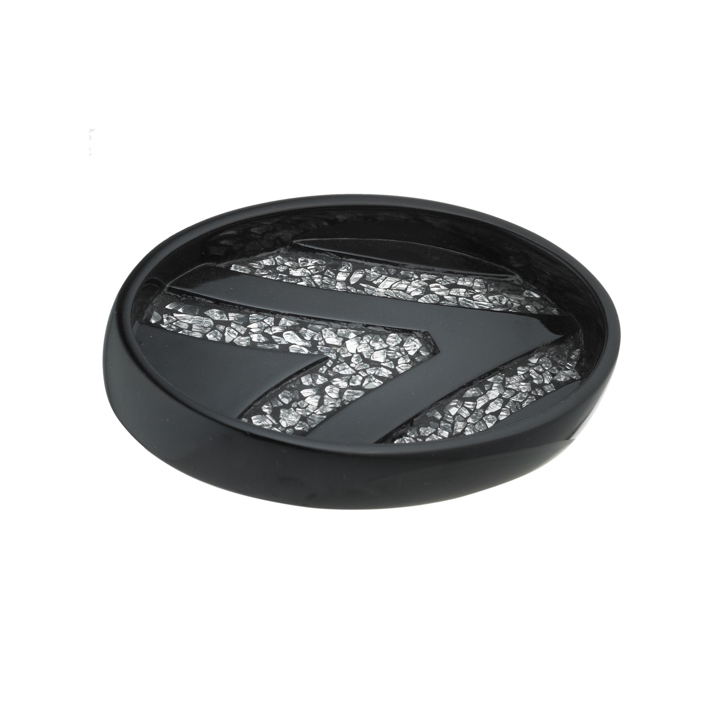 Zahari Home Sinatra Soap Dish Unique Design Stylish Bling Glass Mosaic D  cor Soap Bar Holder, Black