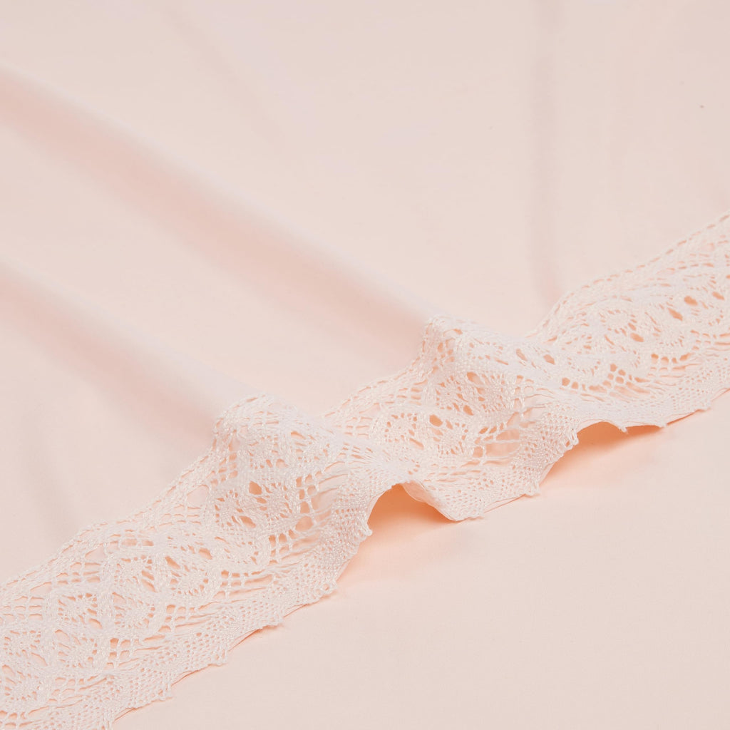 Amrapur Overseas 1Mflaceg-Bls-Qn 4-Piece Crochet Lace Bed Sheet Set, Queen, Blush