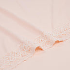 Amrapur Overseas 1Mflaceg-Bls-Qn 4-Piece Crochet Lace Bed Sheet Set, Queen, Blush