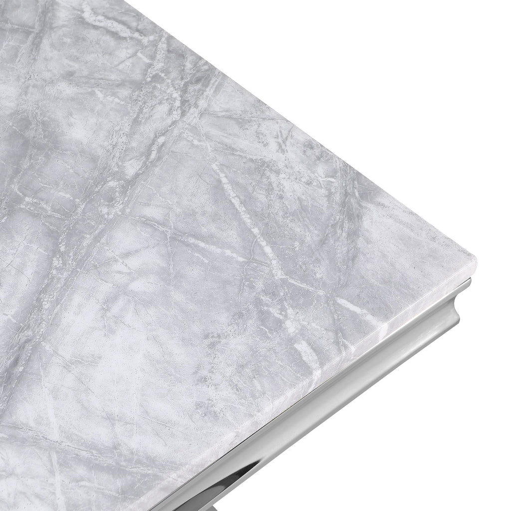 Best Master Furniture Chihiro Contemporary Grey Square Stone End Table, Silver