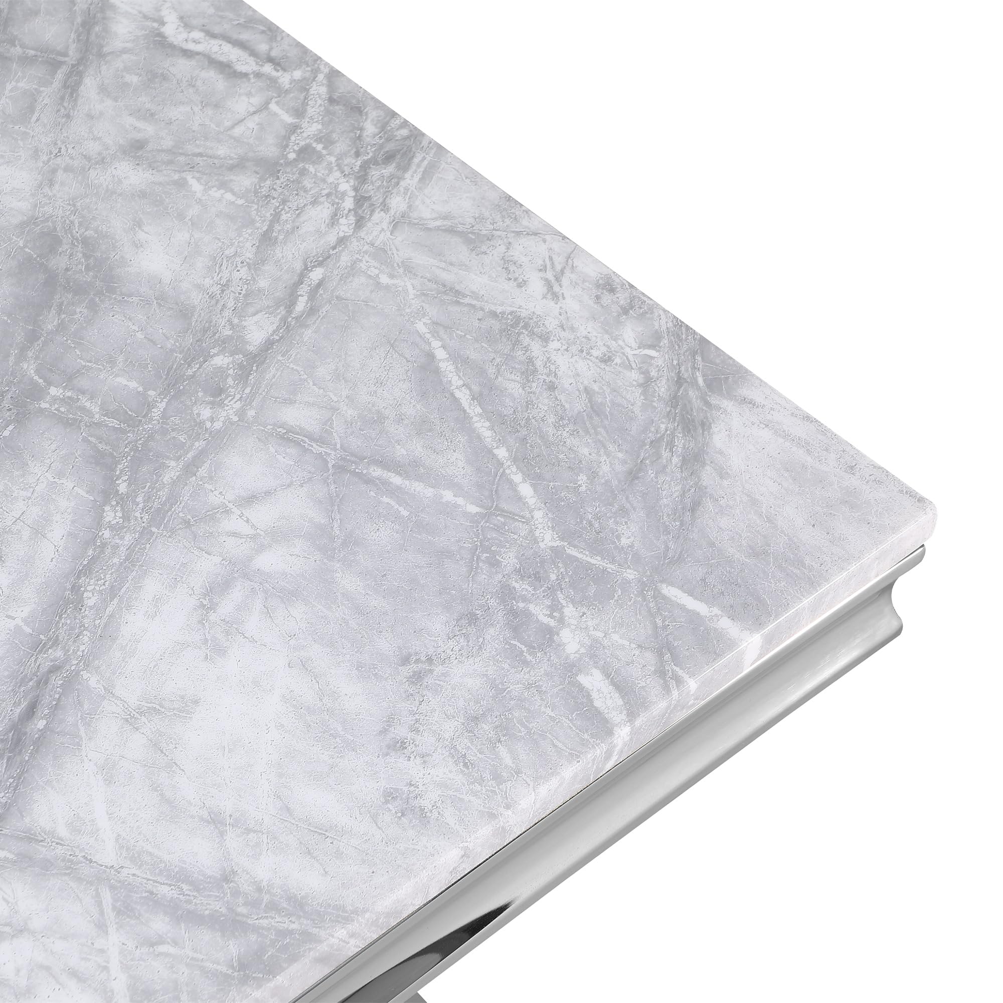Best Master Furniture Chihiro Contemporary Grey Square Stone End Table, Silver